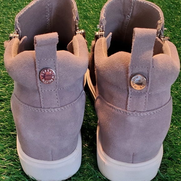 Steve Madden Silya Grey Suede High-Top Dual Zipper Wedge Sneakers Size 10 - Picture 5 of 6